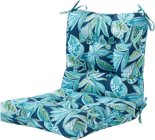 Miniatura 76 de Cojines para silla de exterior con bisagras, diseño de una sola pieza, cojín reversible para asiento y respaldo de patio con lazos, tela