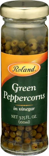 Roland Foods Granos de pimienta verde en vinagre, alimentos importados especiales, 3.55 fl oz