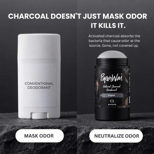 Miniatura 3 de PiperWai Desodorante natural con carbón activado Protección contra olores, vegano, sin aluminio, producto Shark Tank para mujeres y hombres Palo