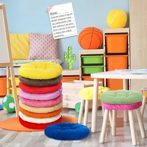 Miniatura 7 de Fumete 12 piezas de 16 pulgadas de cojines de piso redondos para niños y bebés, asientos flexibles para salón de clases, almohadas de piso