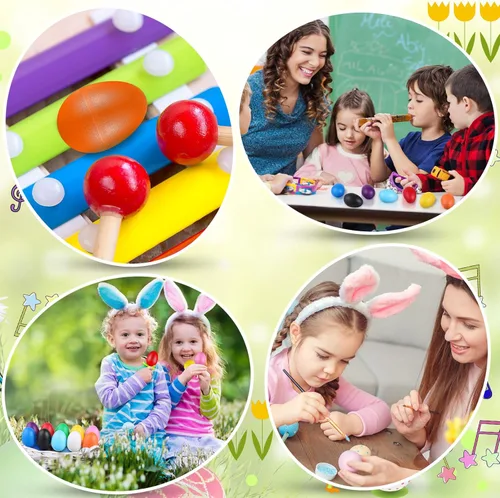 Miniatura 6 de 100 piezas de huevos a granel, instrumentos musicales de percusión, huevos de maracas para niños, juguetes de plástico para aprender pintura, música