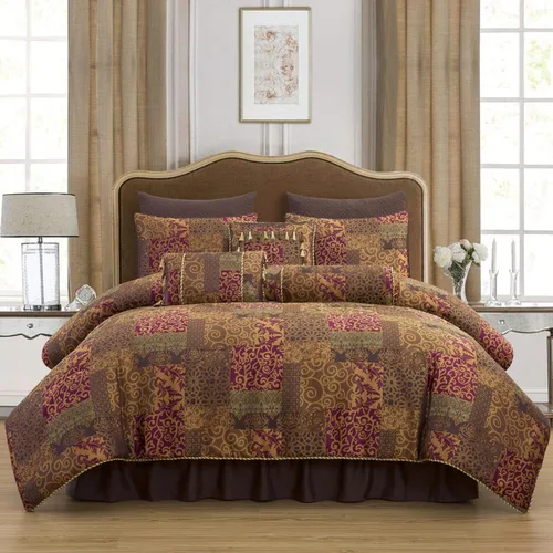 Miniatura 2 de Chezmoi Collection Amelia - Juego de edredón jacquard floral de 9 piezas, tamaño Queen, multicolor