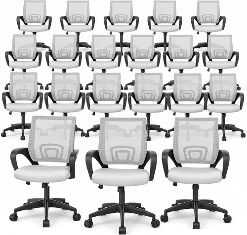 Miniatura 25 de Magshion Silla ergonómica de escritorio de oficina, silla de computadora de malla con respaldo medio, silla giratoria con respaldo transpirable