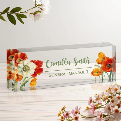 Miniatura 25 de Placa de nombre personalizada para escritorio, letrero de nombre de escritorio acrílico personalizado, regalos de agradecimiento de oficina