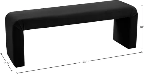 Miniatura 3 de Meridian Furniture Colección minimalista moderna Banco tapizado de terciopelo contemporáneo, 53 pulgadas de ancho x 14.75 pulgadas de profundidad