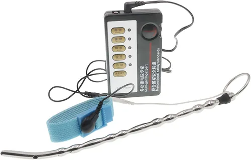 Miniatura 6 de Masturbación masculina Metal choque eléctrico enchufe uretral anillo estirable del pene conjunto de choque eléctrico