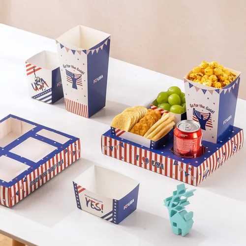 Miniatura 12 de Baffect Bandejas de aperitivos de noche de película 100 piezas Incluyen 20 bandejas de noche de película, 20 cajas de palomitas de maíz, 20