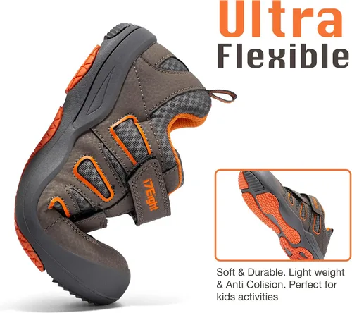 Miniatura 4 de i78 Zapatos deportivos de senderismo para niños y niños, transpirables, de piel sintética, antideslizantes, ligeros, para correr al aire libre
