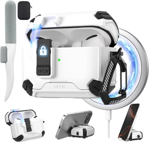 Miniatura 13 de Maxjoy Funda protectora para AirPods 4 2024, funda protectora para AirPods de 4ª generación con bloqueo automático, compatible con MagSafe, Verde