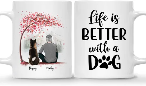 Miniatura 13 de Taza Personalizada de Gossby para Perros - La vida es mejor con perros (2 hombres - 2 perros) - Taza de perro personalizable para papás de perros