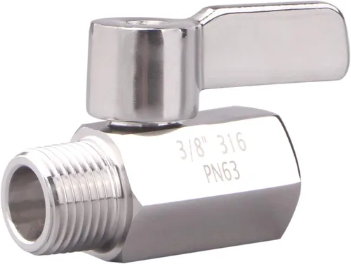 DERNORD 3/8 pulgada inoxidable mini rosca macho SUS316 de la hembra x del NPT de la válvula de bola