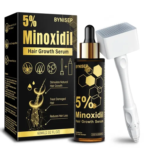 Suero de crecimiento de barba de minoxidil al 5% para hombres y mujeres, para tratamiento de crecimiento de cabello y barba - 2.0 fl oz