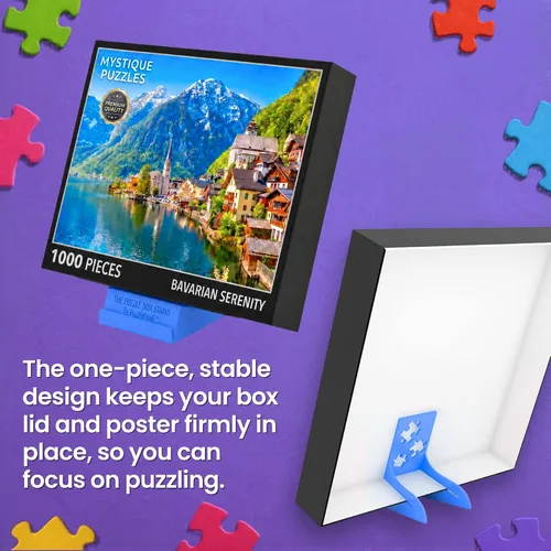 Miniatura 5 de Caja de rompecabezas todo en uno y soporte para póster de rompecabezas para todos los rompecabezas, color azul