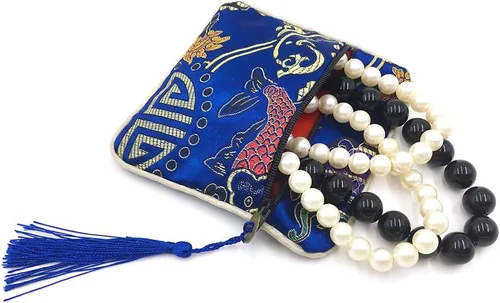 Miniatura 4 de 24pc chino brocado de seda monedero bordado joyería bolsa cremallera cartera bolsa