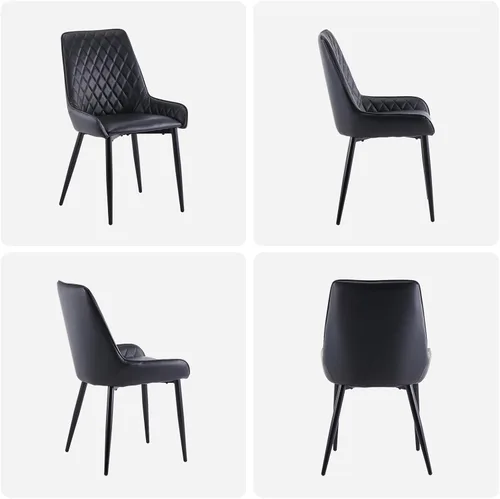 Miniatura 9 de TUKAILAi Juego de 2 sillas de comedor de piel sintética, moderno sillón con asiento tapizado y patas de metal, silla de ocio de poliuretano