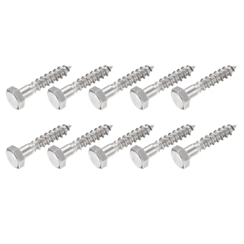 Miniatura 12 de METALLIXITY Tornillos hexagonales (M6 x 1.575 in), 10 unidades, pernos de madera autorroscantes de acero inoxidable 304, para aplicaciones domésticas