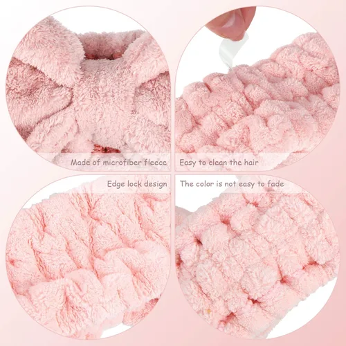 Miniatura 3 de 3 unidades de diadema para lavar la cara, diadema para maquillaje, diadema de spa, toalla, banda de pelo de rizo, diadema con moño de microfibra