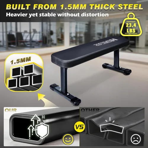 Miniatura 4 de Banco de peso plano, banco de entrenamiento de 660 libras, equipo de ejercicio de prensa de banco para gimnasio en casa, entrenamiento de fuerza
