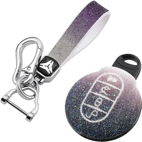 Miniatura 10 de SANRILY Funda para llave de automóvil BWM Mini Cooper sin llave para llave remota, funda de protección completa con llavero, Gradiente Rosa