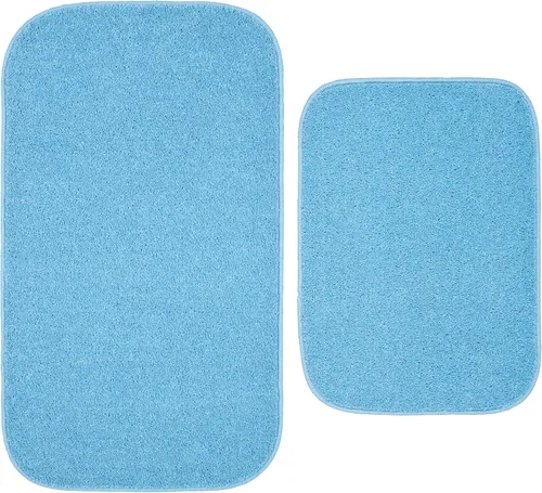 Miniatura 82 de Garland Rug Gramercy - Alfombra de baño rectangular lavable de polipropileno de felpa de 20 x 34 pulgadas, color azul lavabo, suave, absorbente