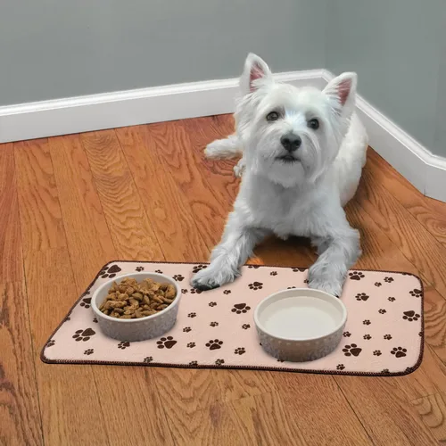 Miniatura 5 de Kitchen Basics microfibra Pet Bowl anti-deslizamiento Mat – Beige – 10" x 20", Marrón topo