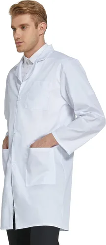Miniatura 3 de VOGRYE - Abrigo de laboratorio profesional para mujer y hombre, manga larga, blanco, unisex, XXS-4XL