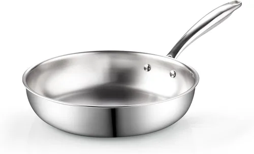 Miniatura 8 de Cook N Home Sartén de acero inoxidable de 10 pulgadas, sartén de acero inoxidable 18/10 con revestimiento de tres capas, sartén de cocina