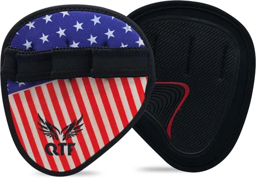 Miniatura 13 de QTF Puños de elevación para levantamiento de pesas, guantes de goma para gimnasio, protector de palma de gimnasio, almohadillas de agarre