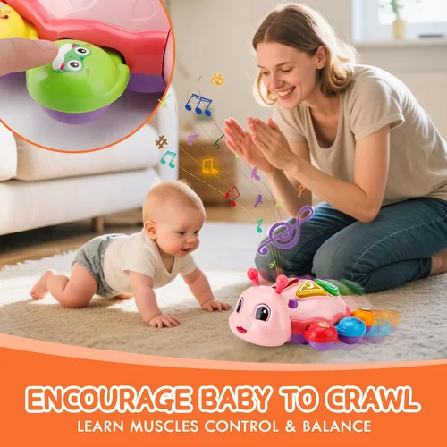 Miniatura 4 de AUUGUU Juguetes musicales para bebés, juguetes musicales iluminados para el desarrollo del tiempo boca abajo, juguete para gatear para niños de 6