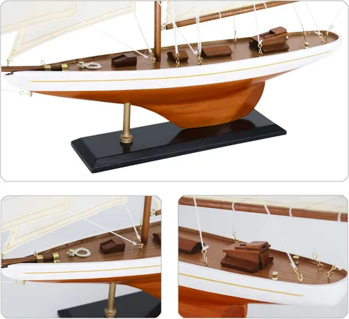 Miniatura 3 de NAUTIMALL 25 "Velero de madera modelo clásico Columbia America's Cup Ship Nautical Yate Sailboat Decor