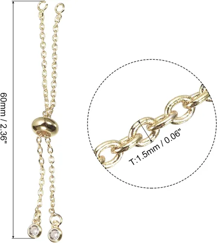 Miniatura 2 de uxcell Pulseras deslizantes ajustables, 10 cadenas de conexión extensor O Link con extremos de diamantes de imitación para hacer joyas de bricolaje