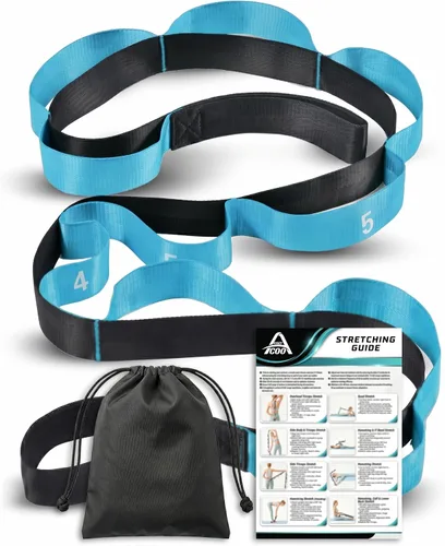 Miniatura 13 de Acozycoo Correa de estiramiento con 10 bucles, correa de yoga para terapia física, entrenamiento en casa, entrenamiento de pilates y flexibilidad
