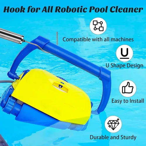 Miniatura 3 de Poste de limpieza de piscina de 68 pulgadas, gancho de accesorios de piscina con poste telescópico para agarrar el limpiador de piscina, robot