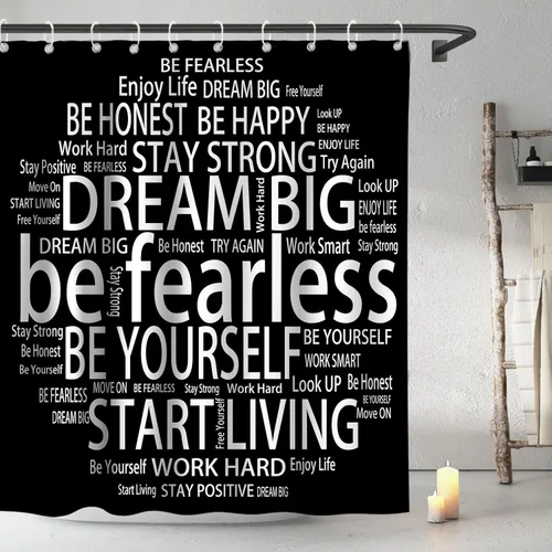 Miniatura 13 de Cortinas de ducha para niños, con texto en inglés «Believe Quotes Be Fearless Dream Big Be Yourself», tela inspiradora, juego de decoración de baño