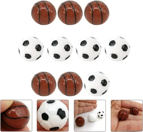 Miniatura 6 de Kisangel Juego de 10 piezas de resina deportiva de fútbol, casa de muñecas de fútbol, mini juego de baloncesto para casa de muñecas, suministros
