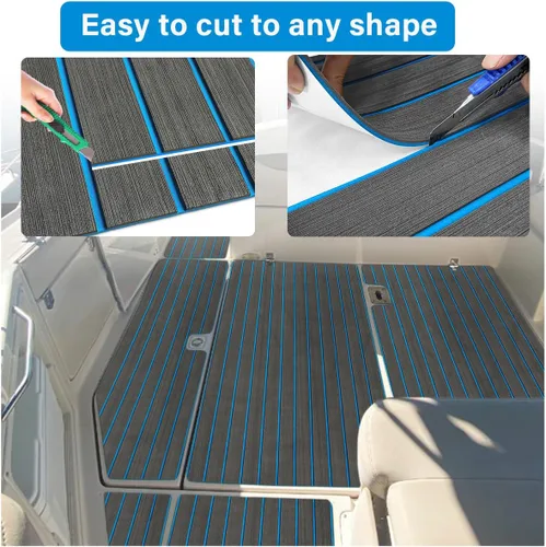 Miniatura 4 de Alfombra de espuma EVA para cubierta de 94 x 45/35/16 de teca sintética, antideslizante, autoadhesiva, tapete de espuma para lanchas de motor