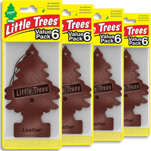 LITTLE TREES Ambientador de aire para coche, árbol colgante que proporciona un aroma duradero para el automóvil y el hogar | Cuero, 24 ambientadores