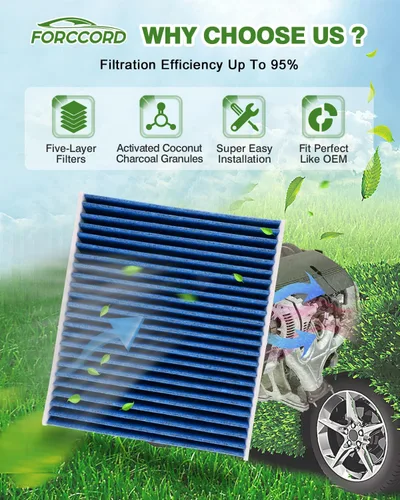 Miniatura 2 de Combo de Filtro de Aire de Cabina y Motor Forccord Compatible con Honda Civic 2016-2025 2026 2.0L, HR-V 2023-2026 2.0L Filtro de Cabina de Carbón