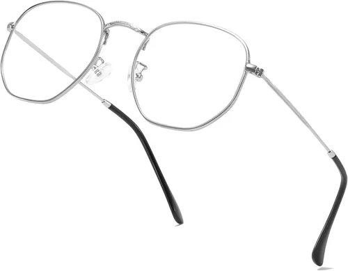 Miniatura 8 de Lentes hexagonales de metal con bloqueo de luz azul, antifatiga ocular para pantallas digitales, marco ligero para hombres y mujeres