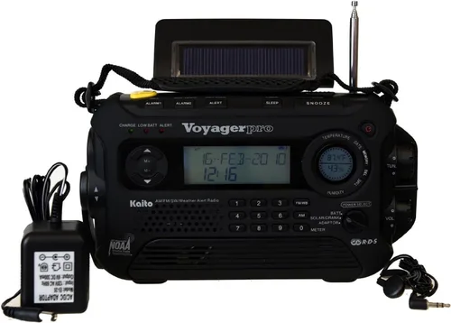 Miniatura 9 de Kaito Voyager Pro KA600 Dínamo digital solar, a cuerda. Radio con palanca de dínamo frecuencias AM/FM/LW/SW y NOAA, para emergencias, con linterna