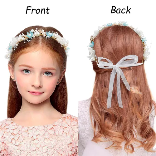 Miniatura 5 de Didder Diadema de flores, tiara y corona de perlas para mujeres y niñas, para sesión de fotos de maternidad, diadema de diamantes de imitación