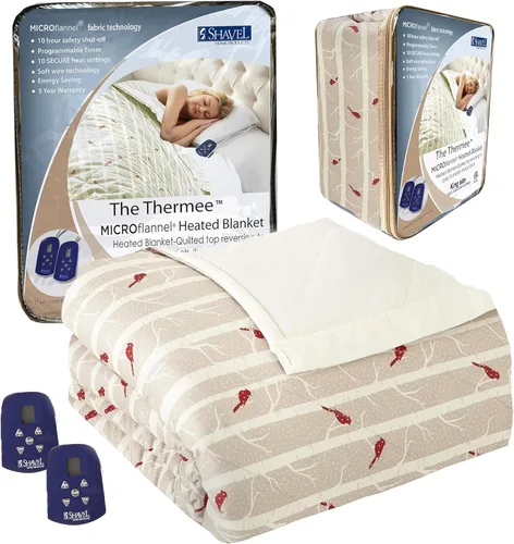 Miniatura 22 de Thermee Manta térmica de microfranela tamaño Queen – 10 ajustes, programable, calentamiento rápido, cuadros rústicos