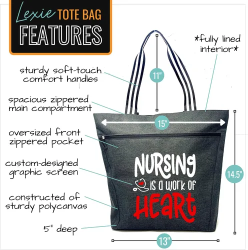 Miniatura 2 de Grandes bolsas de mano con cremallera para enfermeras, con bolsillos, perfectas para el trabajo, regalos para CNA, RN y estudiantes de enfermería