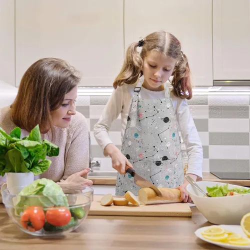 Miniatura 4 de Delantales de Cocina para Niños BeeGreen con Correa Ajustable Delantales de Cocina con Bolsillo Delantero para Niños Pequeños Pintura Hornear Artista