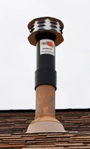 Miniatura 3 de OdorHog Filtro de tubería de ventilación con tapa de metal de 1.5 pulgadas, ABS negro, elimina problemas de olor al aire libre y alcantarillado