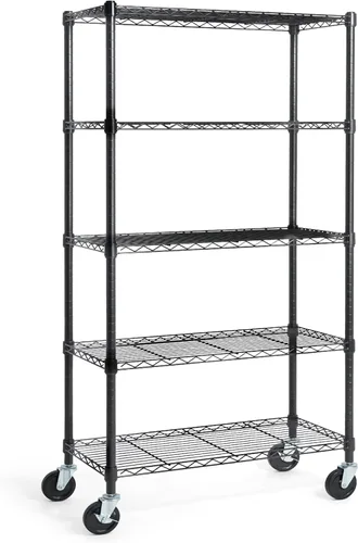 Miniatura 27 de CAPHAUS NSF - Estantería de alambre de grado comercial de alta resistencia con ruedas, patas niveladoras y forros, estante de metal