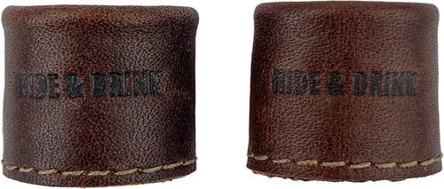 Miniatura 3 de Hide & Drink, Dedal de anillo de cuero (2 unidades) Protector de dedos, hecho a mano de cuero de grano completo, color marrón bourbon