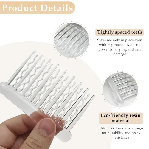 Miniatura 3 de 12 peines laterales de plástico transparente para el cabello, accesorios elegantes y ligeros para peine de dientes
