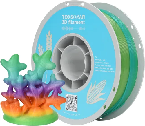 Miniatura 6 de Crystal Rainbow - Paquete de filamentos para impresora 3D de ácido poliláctico (PLA), 10 rollos, carrete de 2.2 libras, filamento degradado de 0.069