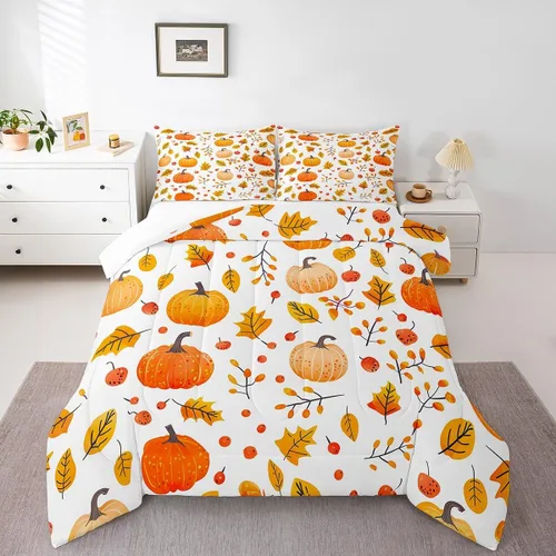 Miniatura 16 de Erosebridal Juego de edredón divertido de Halloween para niños, juego de ropa de cama de calabaza fantasma, decoración de Halloween para niños